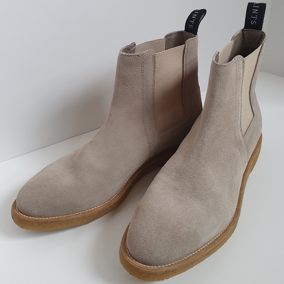 NWOB, All Saints Rhett suede Chelsea boots, size 40/US 7, sand gray - Picture 2 of 11